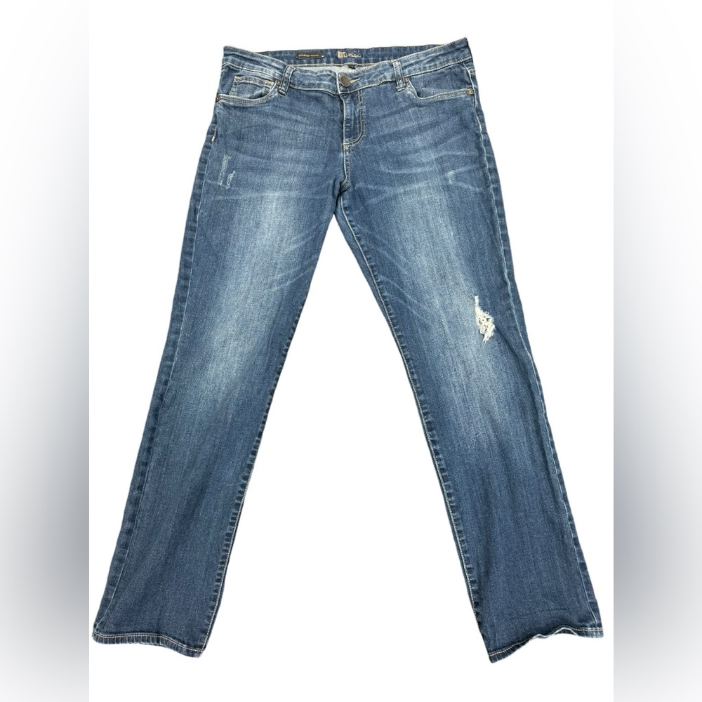 Kut from the Kloth Blue Boyfriend Jeans with Distressed Details